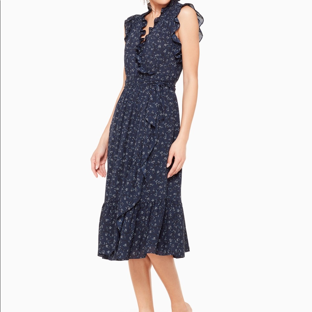 Kate Spade WILD ROSES RUFFLE WRAP DRESS